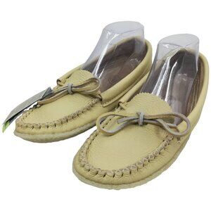 Bastien Handmade Indigenous Huron Slip On Moccasin Slippers Size 9 Leather Shoe